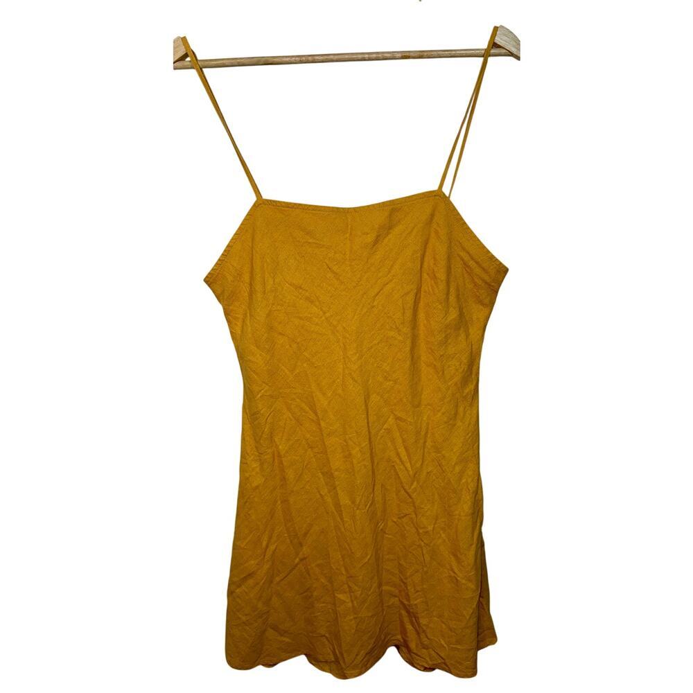Abercrombie & Fitch Yellow Linen Spaghetti Strap Sleeveless Slip Mini Dress Sz M